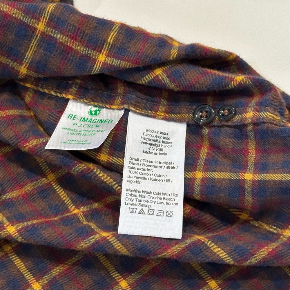 J. Crew Brown and Yellow Plaid Flannel Shirt Size Large - Picture 7 of 7